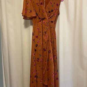 Astr the Label Floral Wrap Dress in Orange